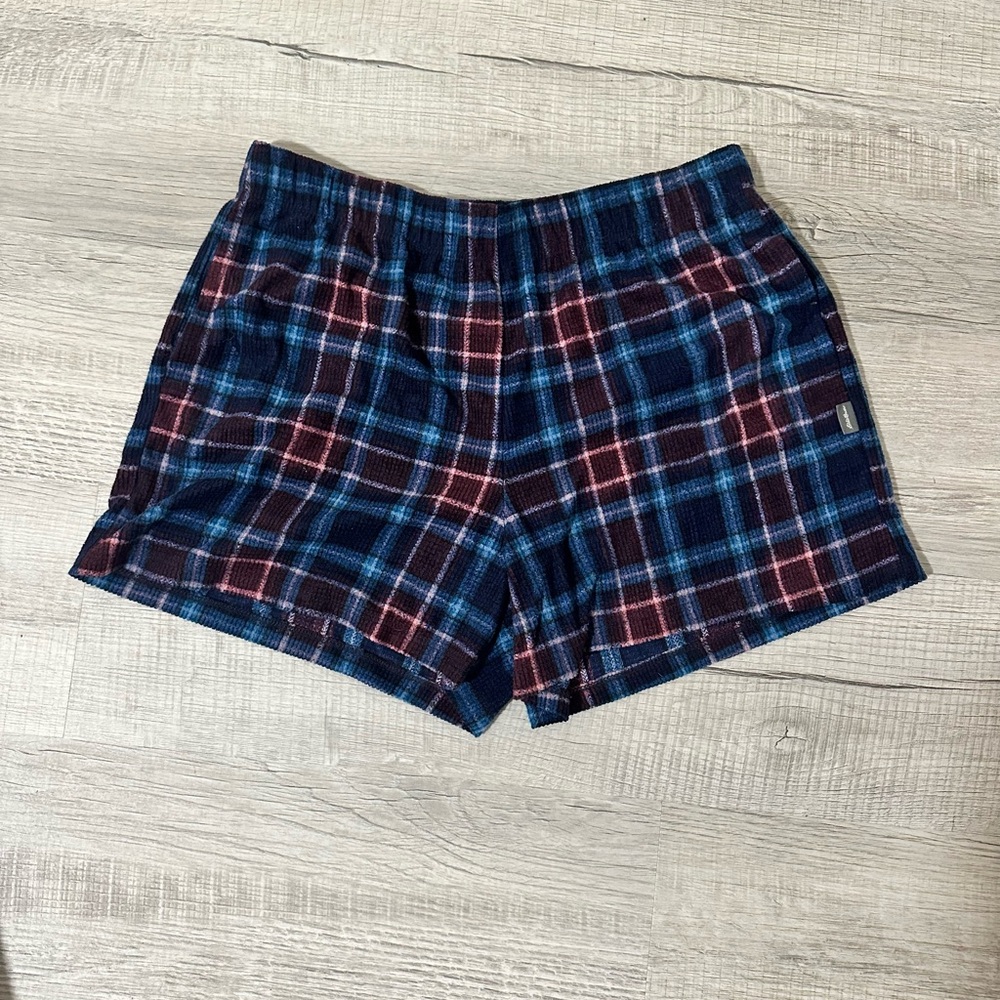 Eddie Bauer Navy and Pink Plaid Pajama Shorts